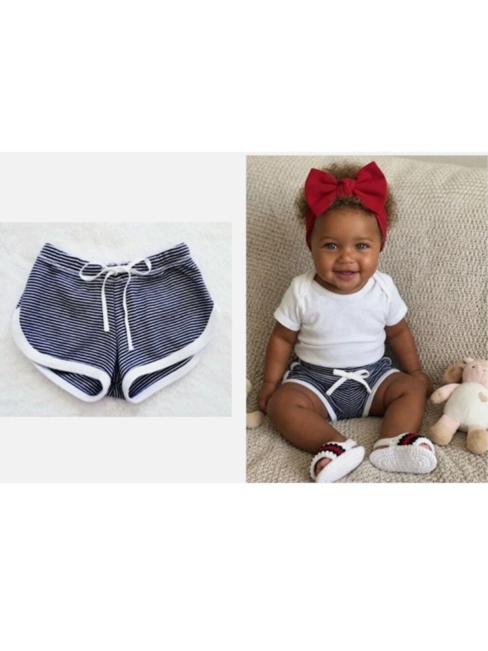 GIRL'S BABY CZ by CAROLINA ZAPF "SOFT PIMA COTTON" BOUTIQUE STRIPED SHORTS 3-6M